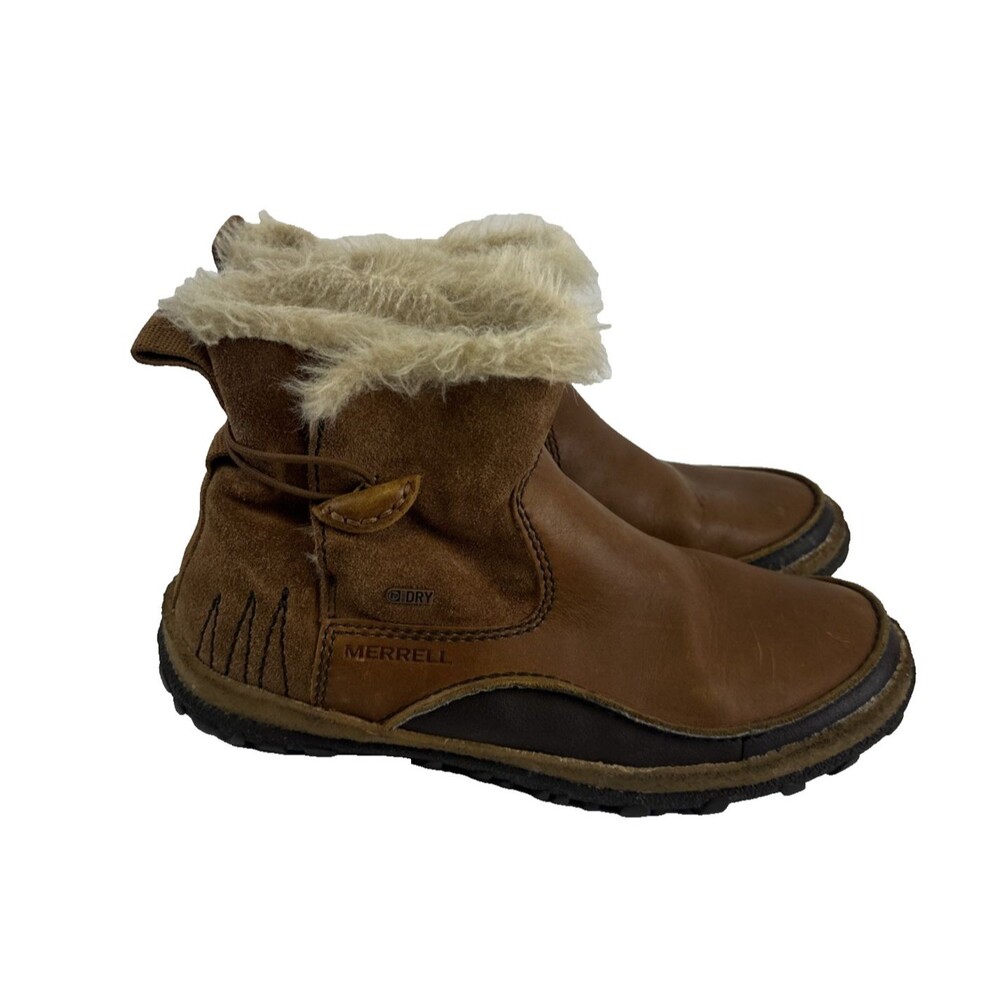Merrell Tremblant Ankle Boot Waterproof‎ Brown Leather Faux Fur J45932 Womens 8